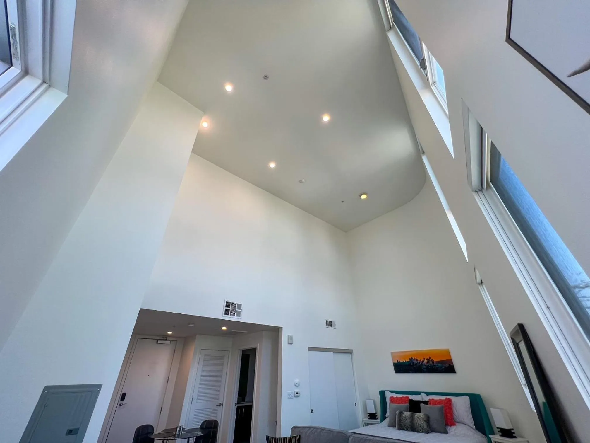 Property building in Downtown Los Angeles Skyline balcony view Modern Penthouse