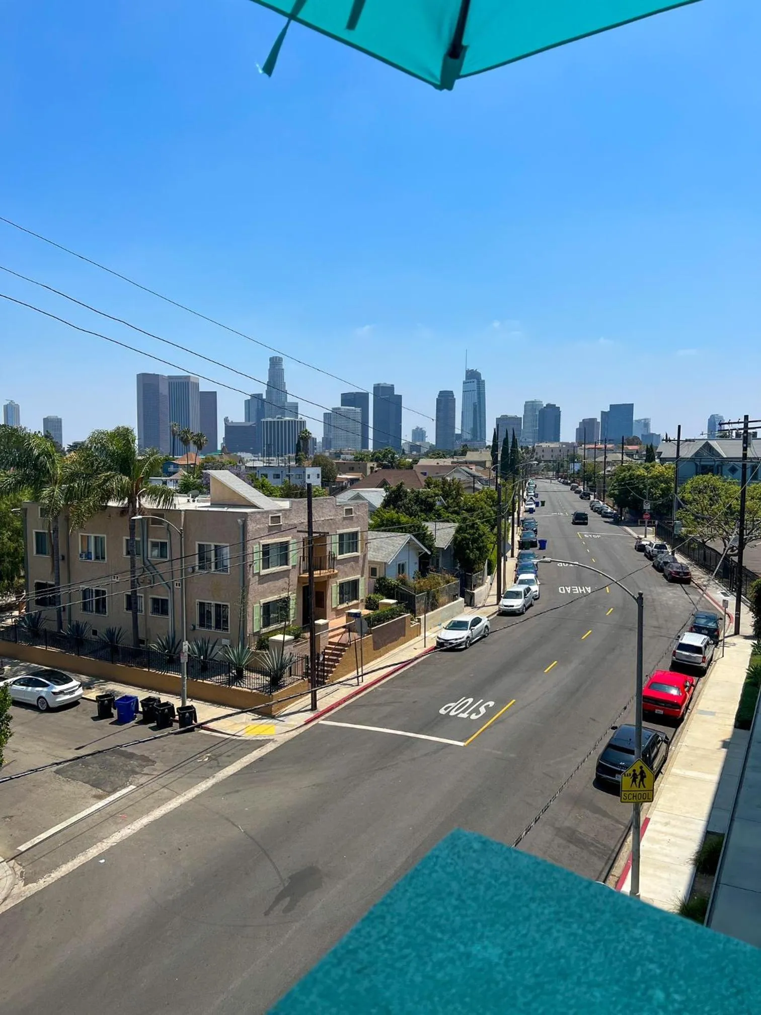 Patio in Downtown Los Angeles Skyline balcony view Modern Penthouse