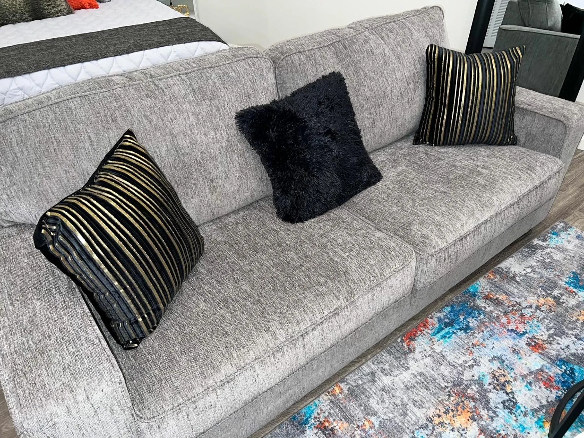 Living room in Downtown Los Angeles Skyline balcony view Modern Penthouse