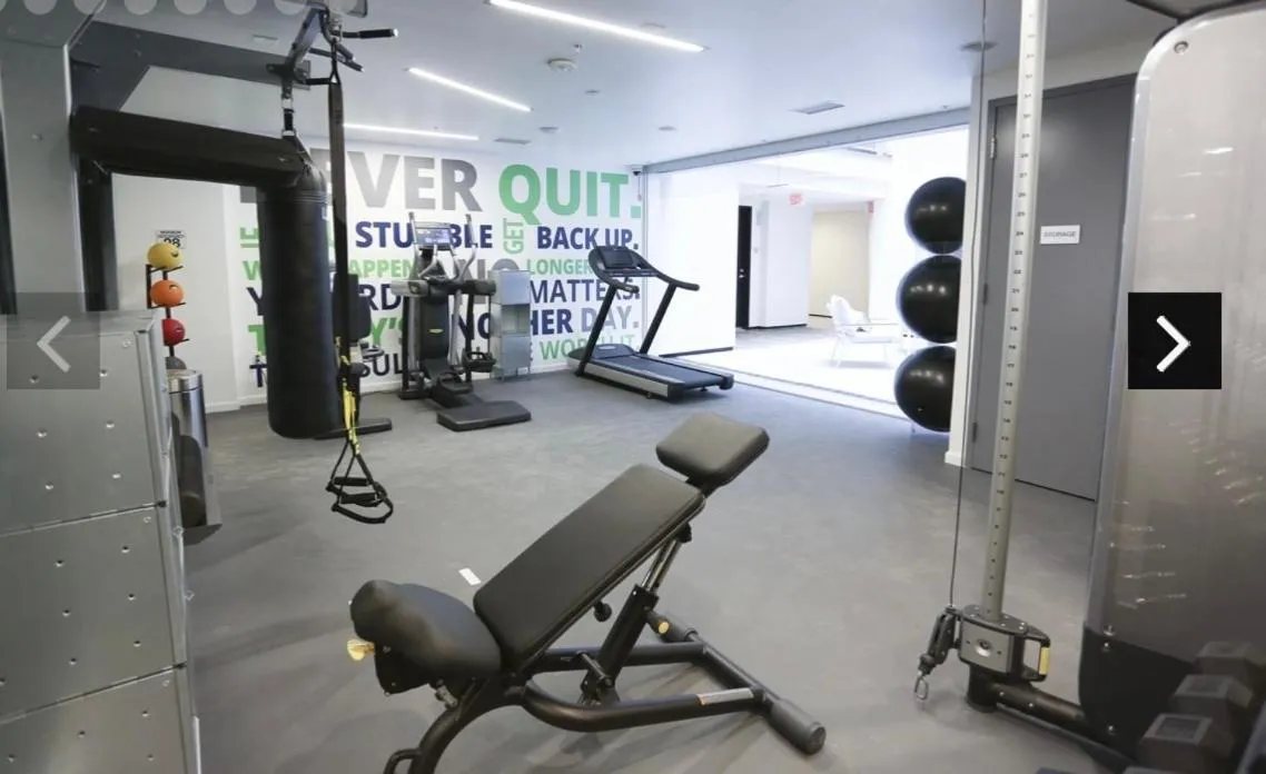 Fitness centre/facilities in Downtown Los Angeles Skyline balcony view Modern Penthouse