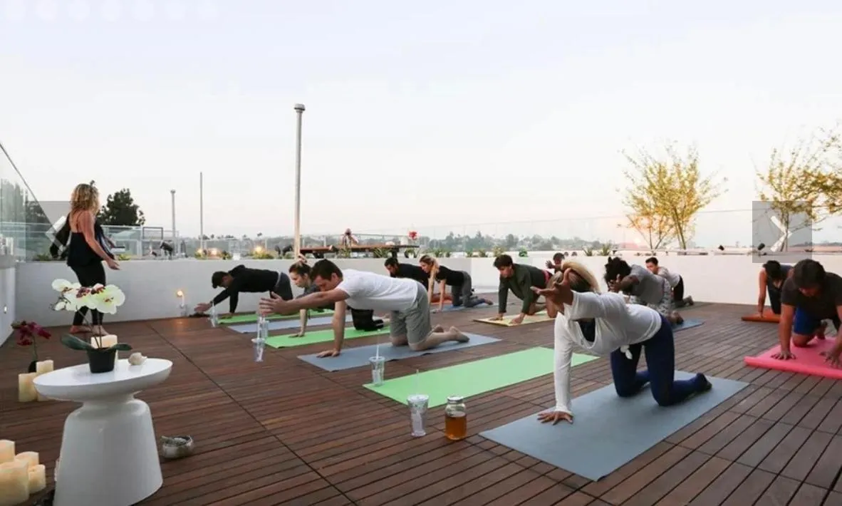 Day in Downtown Los Angeles Skyline balcony view Modern Penthouse