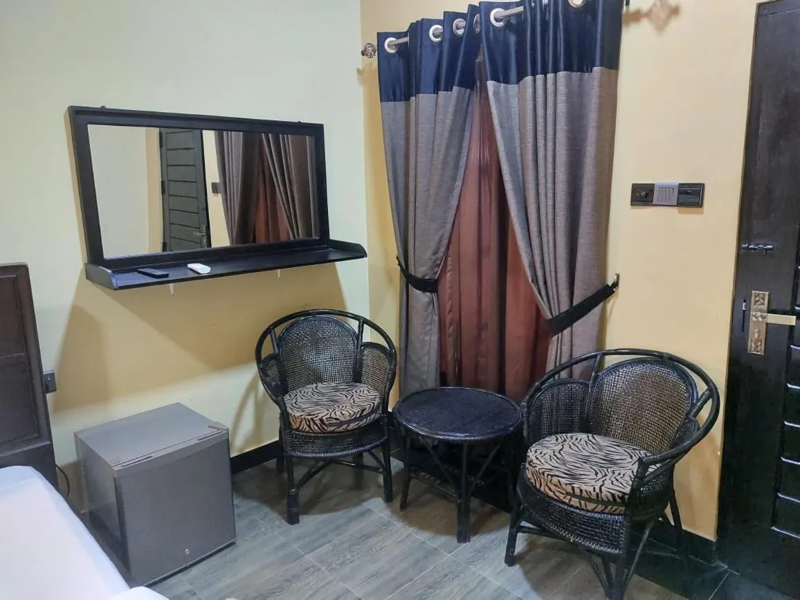 Seating area in Edwin's Airport Garden