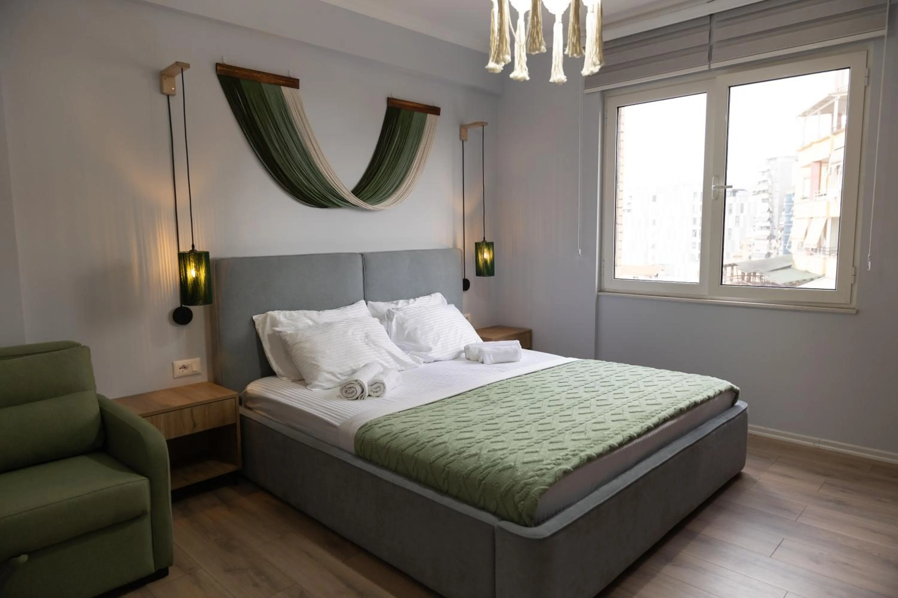 Bedroom, Bed in Boho Central Apartment