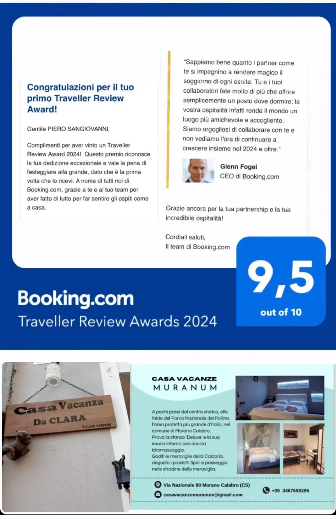 Certificate/Award, Logo/Certificate/Sign/Award in Casa Vacanze MURANUM