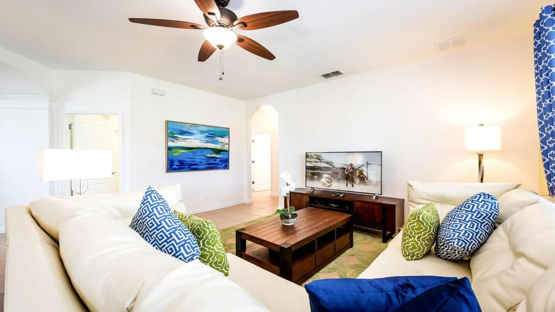 Living room in 6BR Private Pool, Spa, Gameroom, Close to Disney
