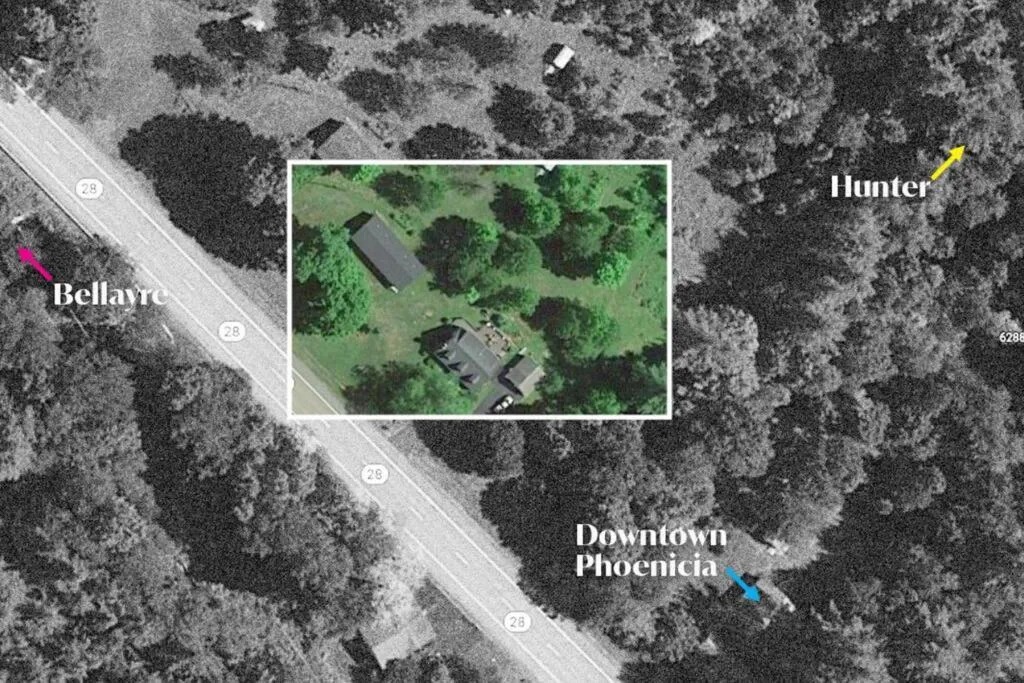 Bird's eye view in The Norsdale plus CMYK Motel on 10 acres in Phoenicia