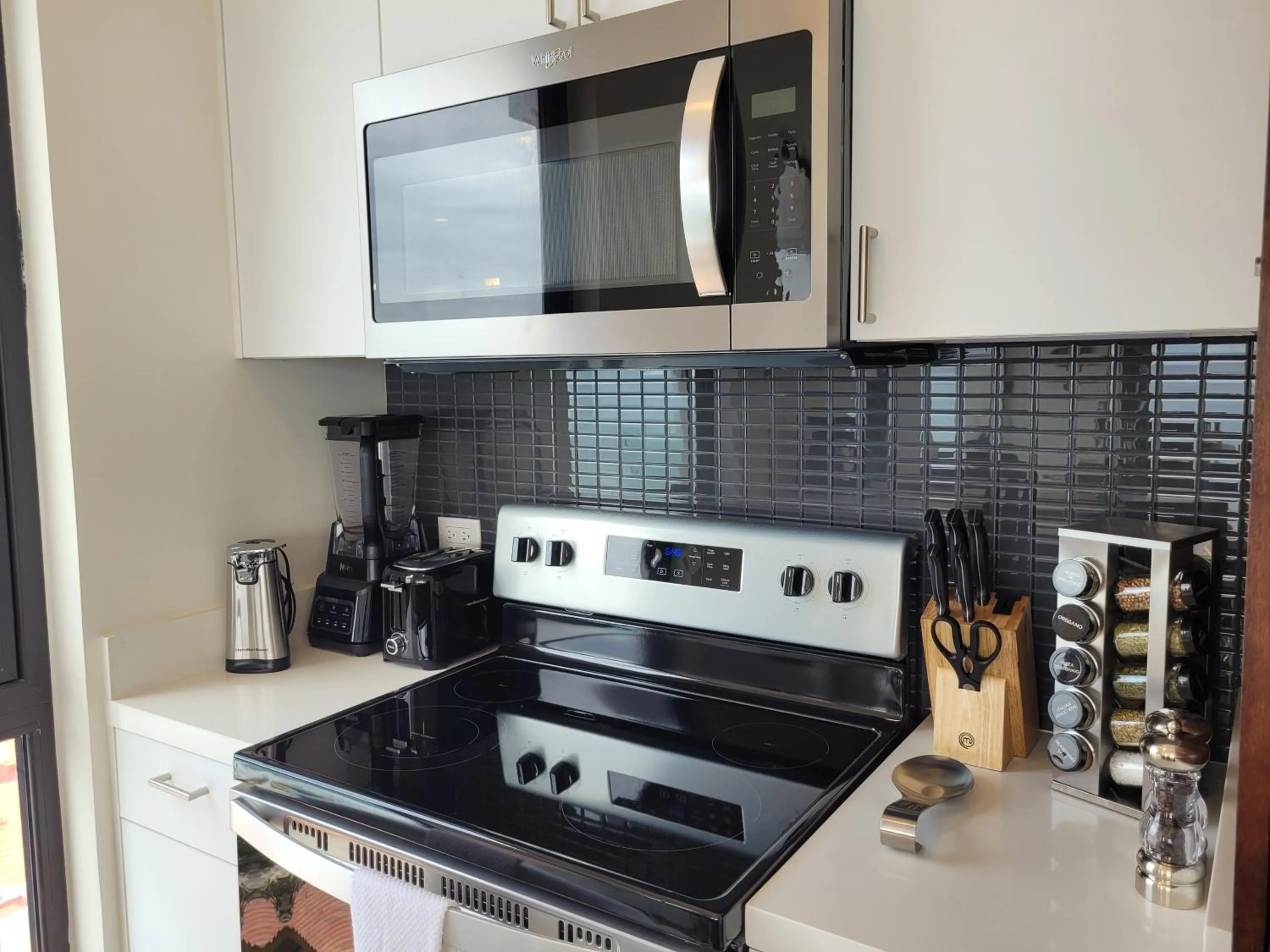 Kitchen or kitchenette in Seafront Condo Pool and Jacuzzi