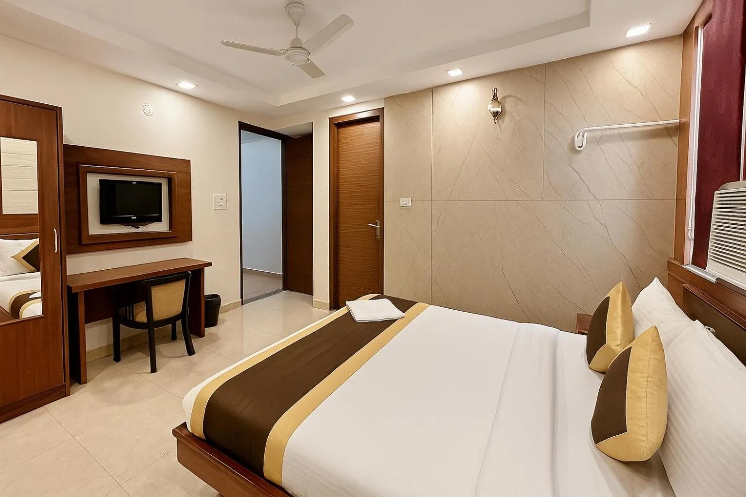Bedroom, Bed in Amaira Hotels & Banquets Near Vaishali Metro Station