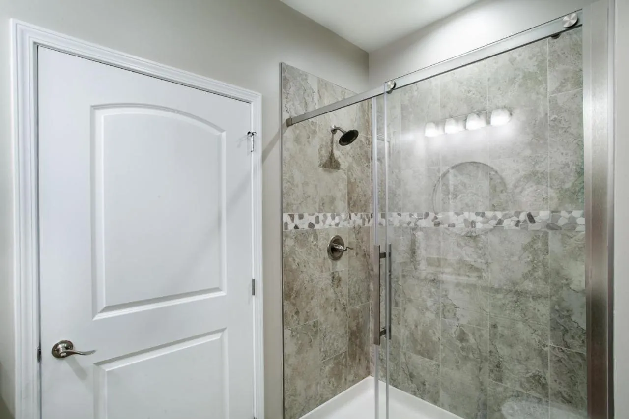 Bathroom in Elegant End Condo Fireplace Community Amenities