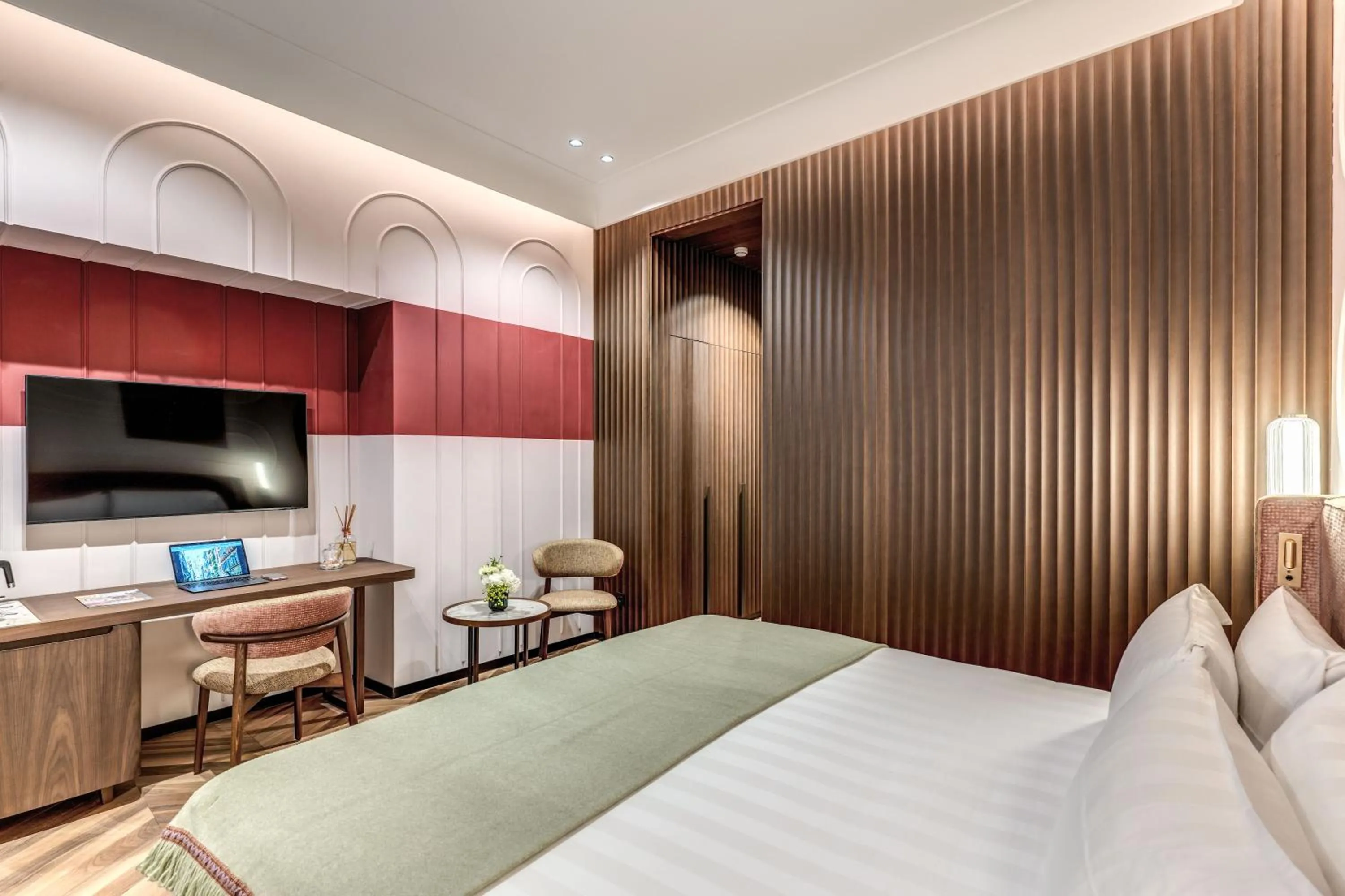 Bedroom, Bed in THE STEPS Hotel - by Eitch Collection