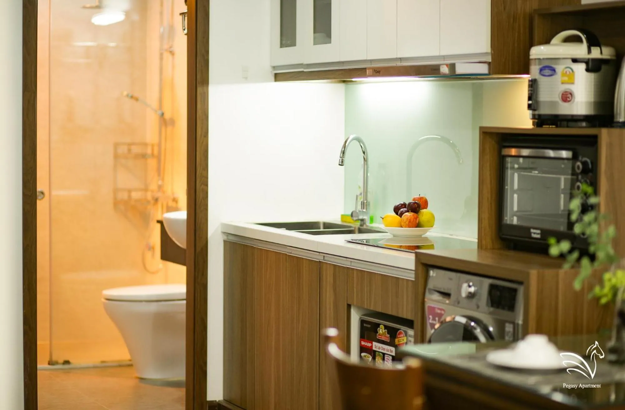 Kitchen or kitchenette in Pegasy Apartments & Travel
