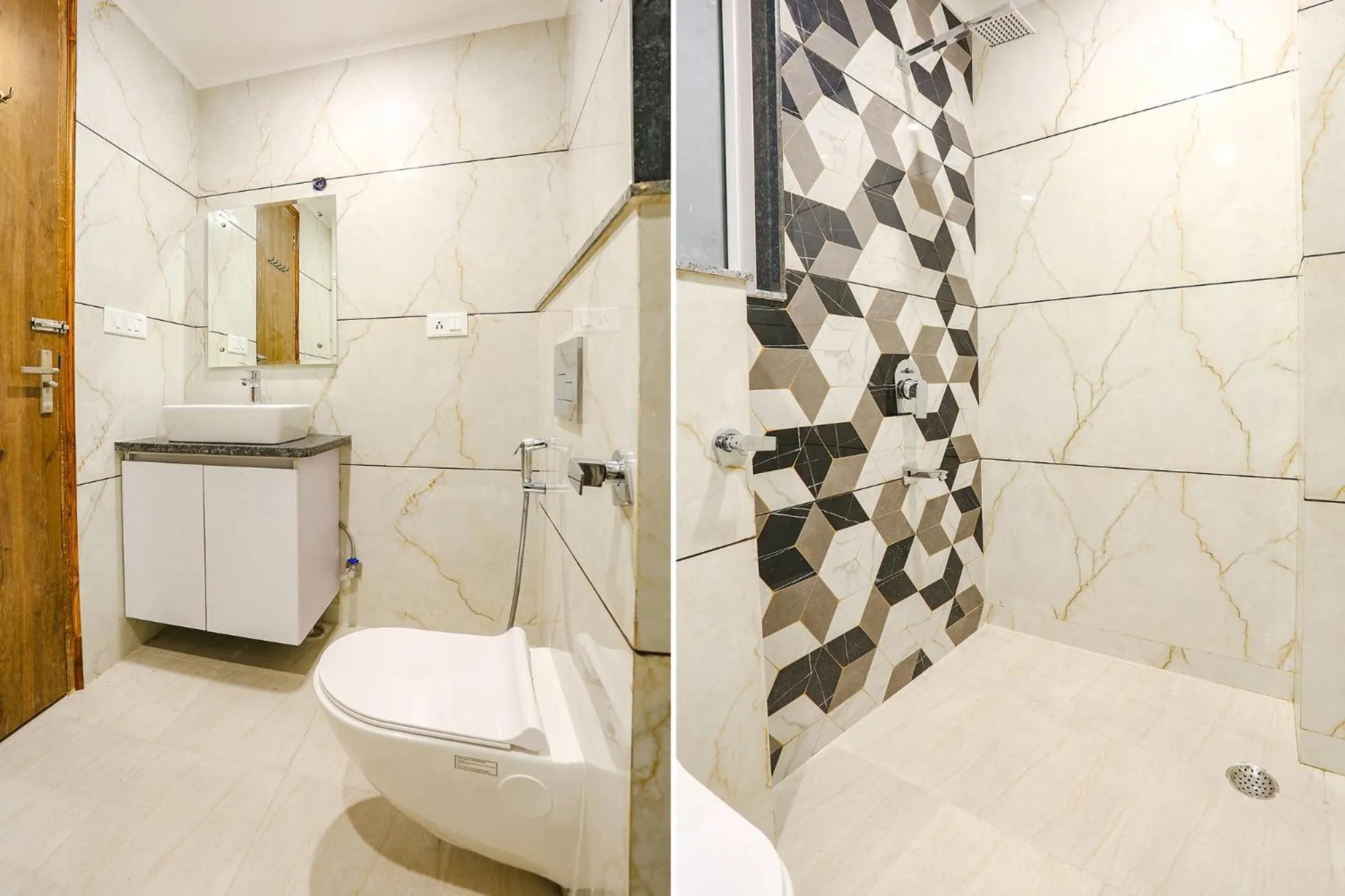 Bathroom in FabHotel Raahi Retreat - Nr Star Mall & 32nd Avenue