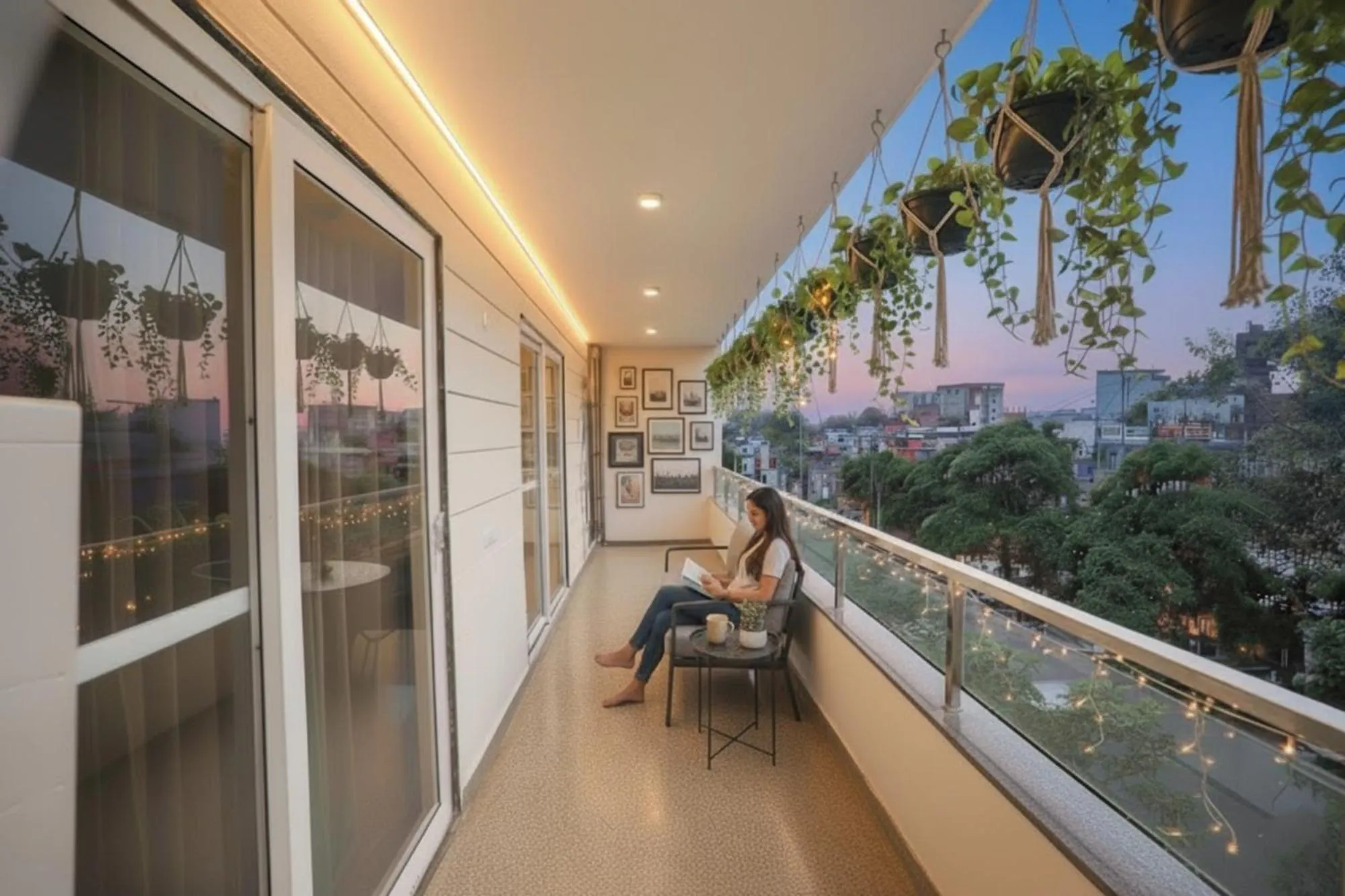 Balcony/Terrace in FabHotel Raahi Retreat - Nr Star Mall & 32nd Avenue