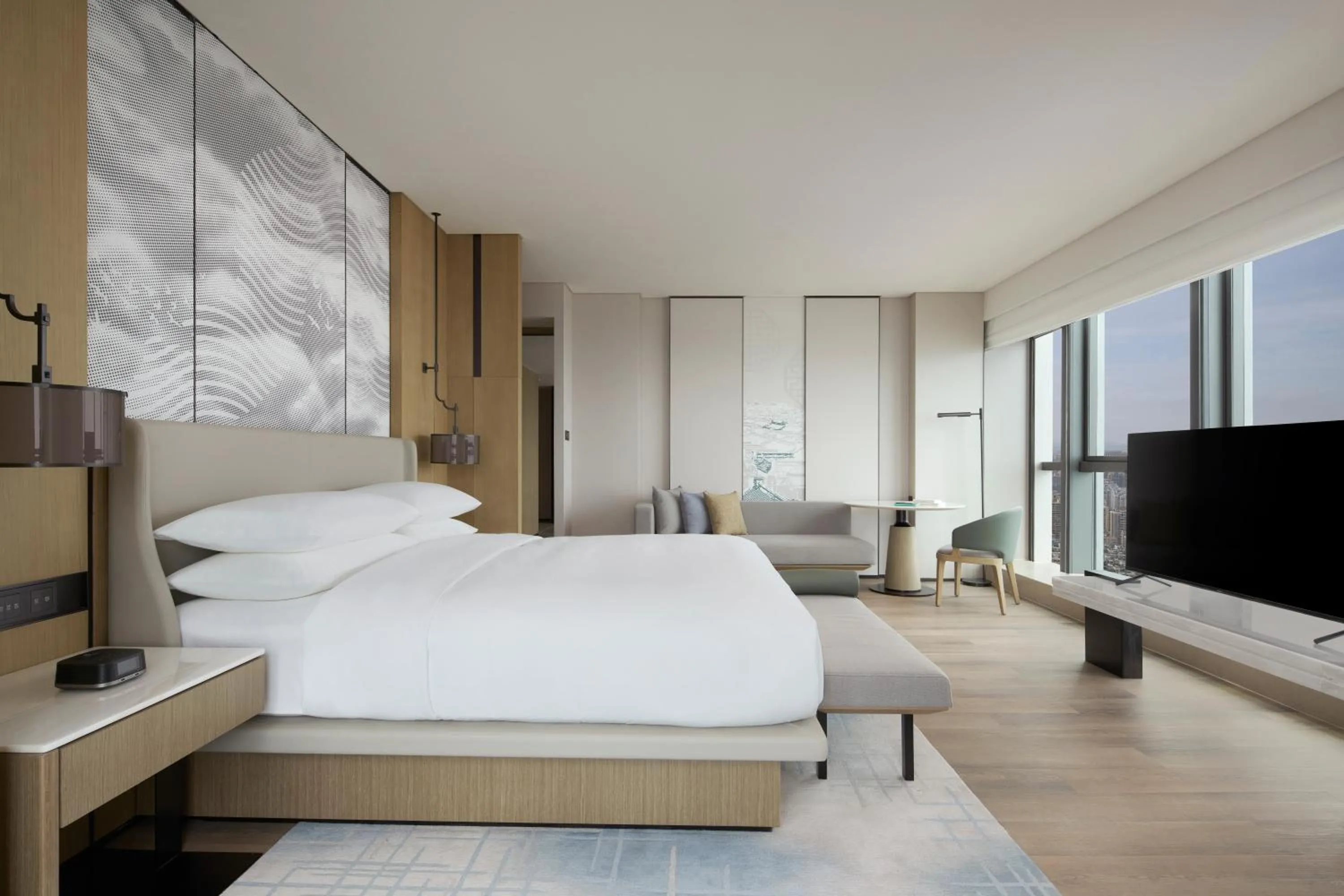 Bed in Shantou Marriott Hotel