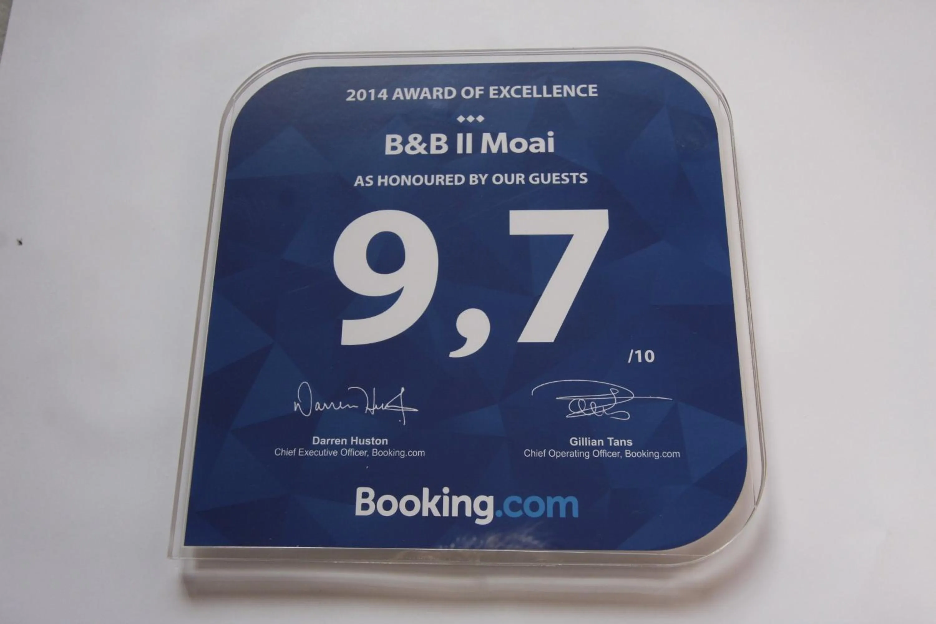 Certificate/Award in B&B Il Moai