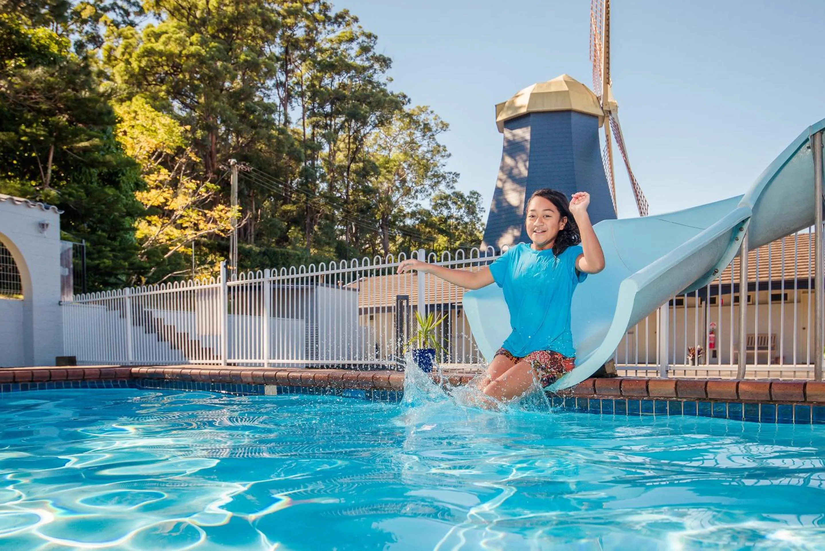Pool view in Coffs Windmill Motel
