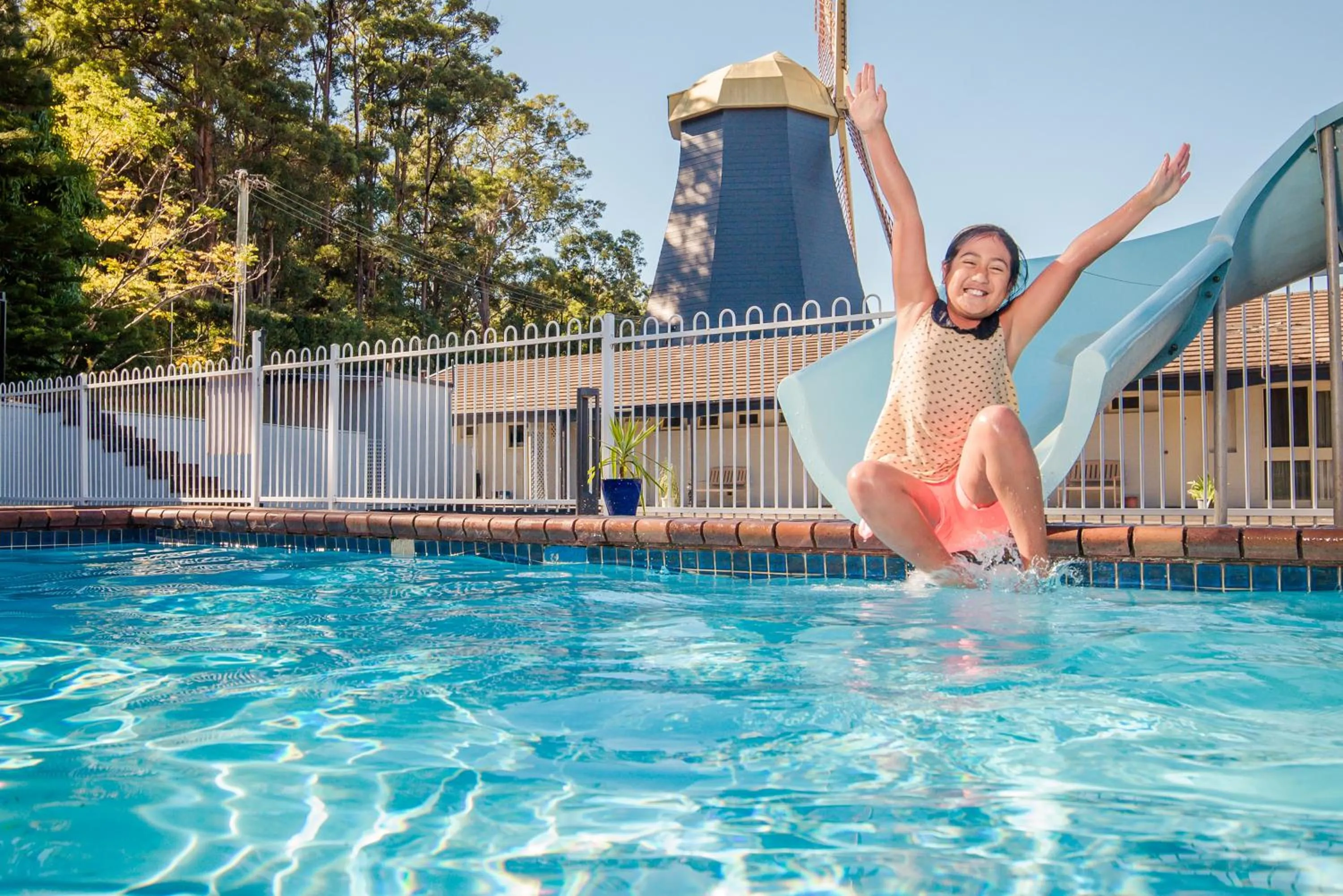 Pool view in Coffs Windmill Motel