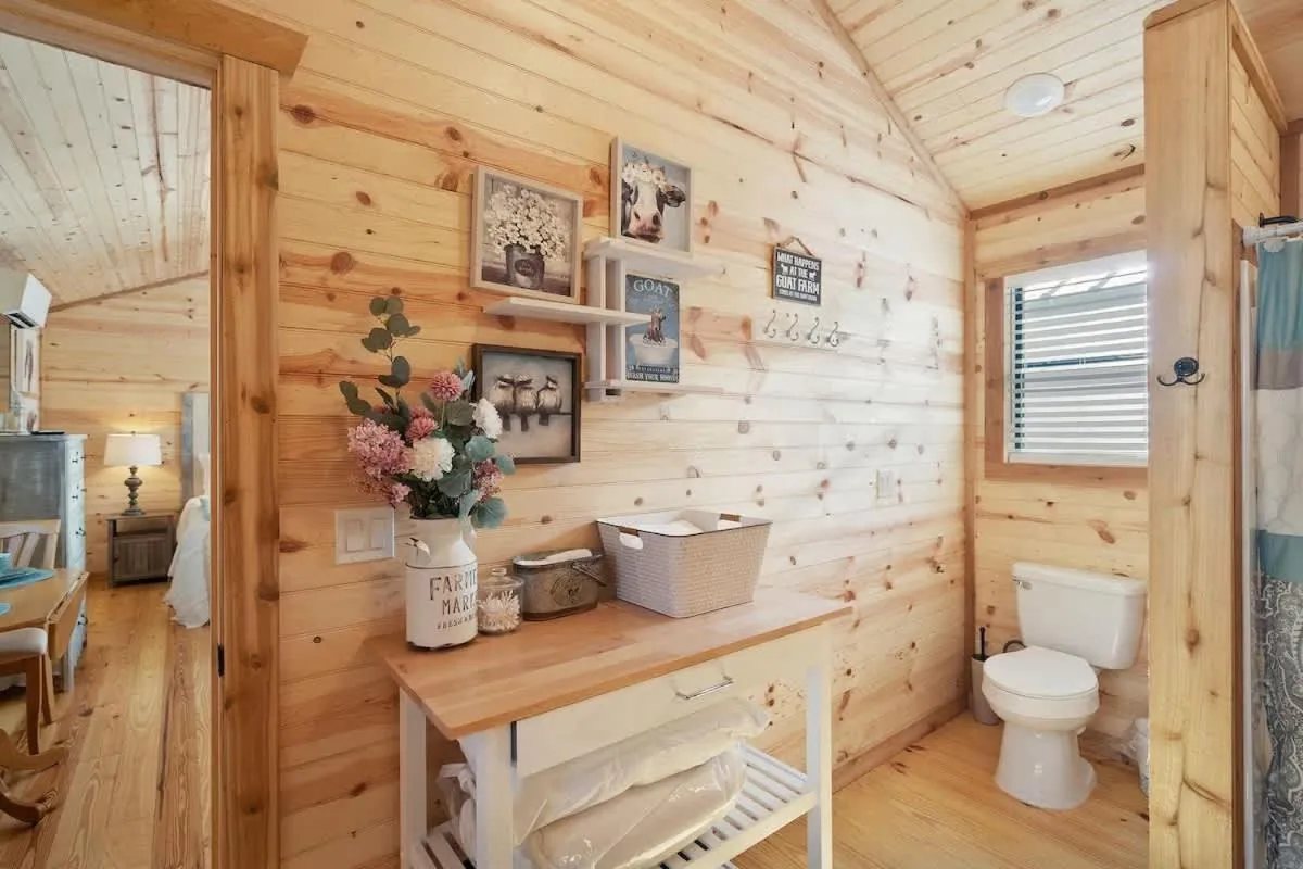 Bathroom in Charming Casita Right on Main St