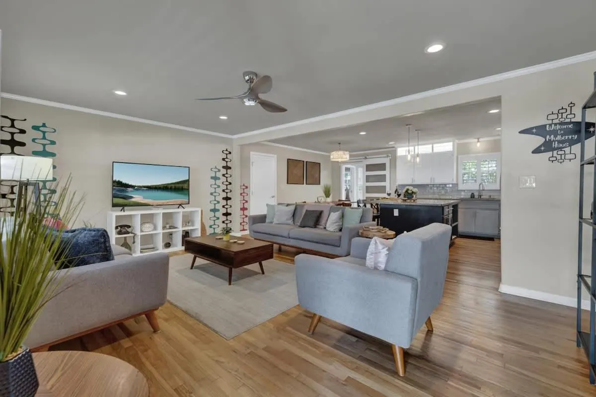 Living room in Luxury Mid Century Charmer Near Historic Main St