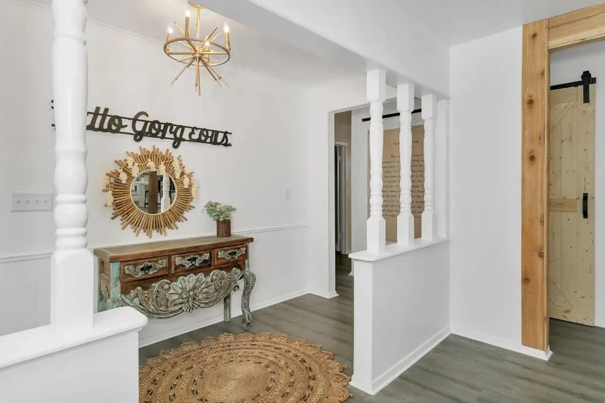 Living room in A Crystal Place Hot Tub 1 Blk off Main St!