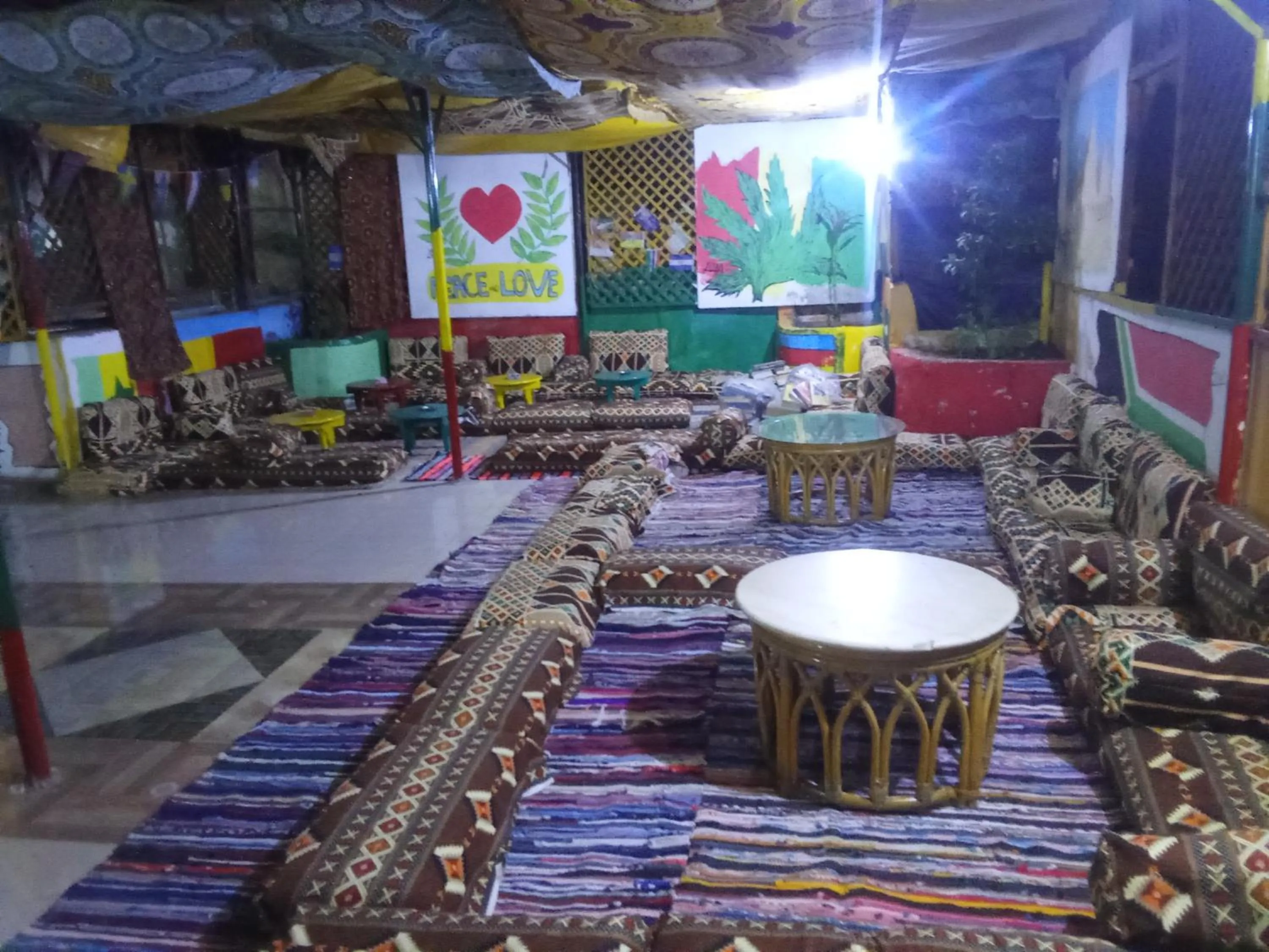 Seating area in Bob Marley Peace hotel luxor