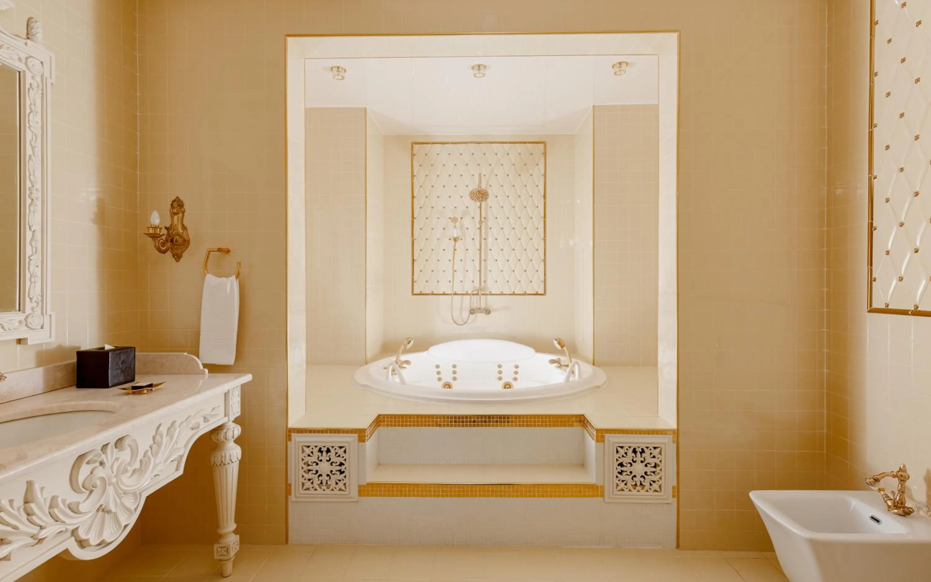 Bathroom, Bed in Shamakhi Palace Sharadil