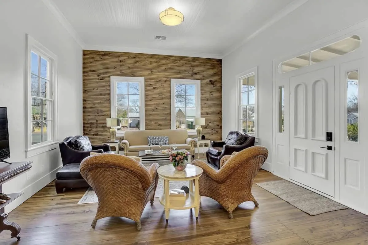 Living room in New! Luxurious Home with Wine Cellar & Firepit!