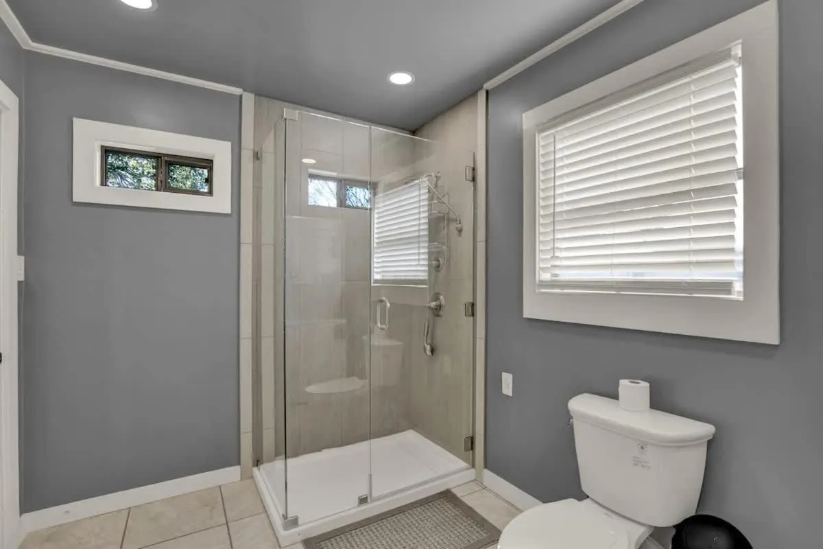 Shower in Grey Haus Casita-Peaceful Hill Country Views!