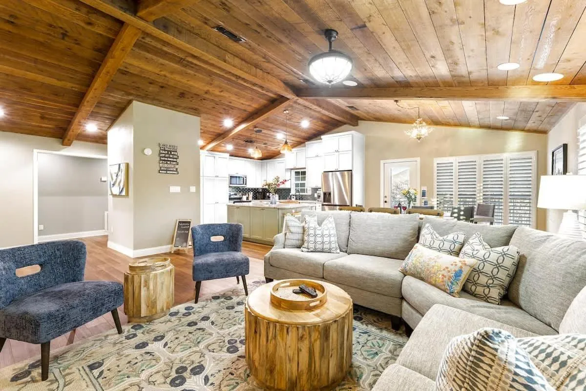 Living room in Luxury on Lake LBJ with Hot Tub Firepit & Boat Slip