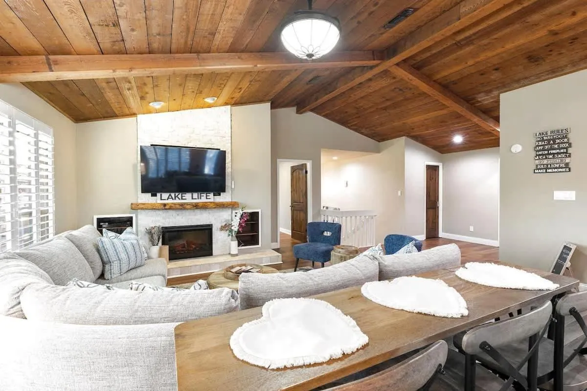 Living room in Luxury on Lake LBJ with Hot Tub Firepit & Boat Slip