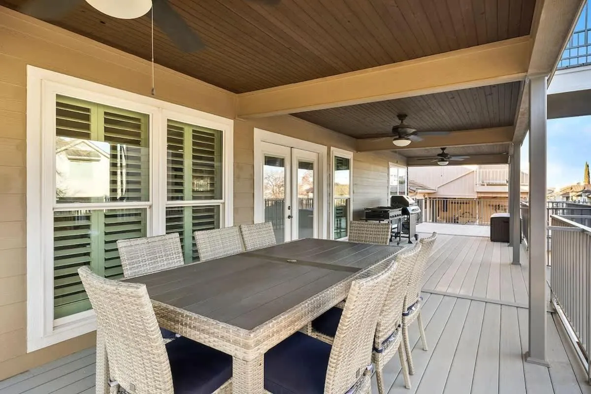 Balcony/Terrace in Luxury on Lake LBJ with Hot Tub Firepit & Boat Slip