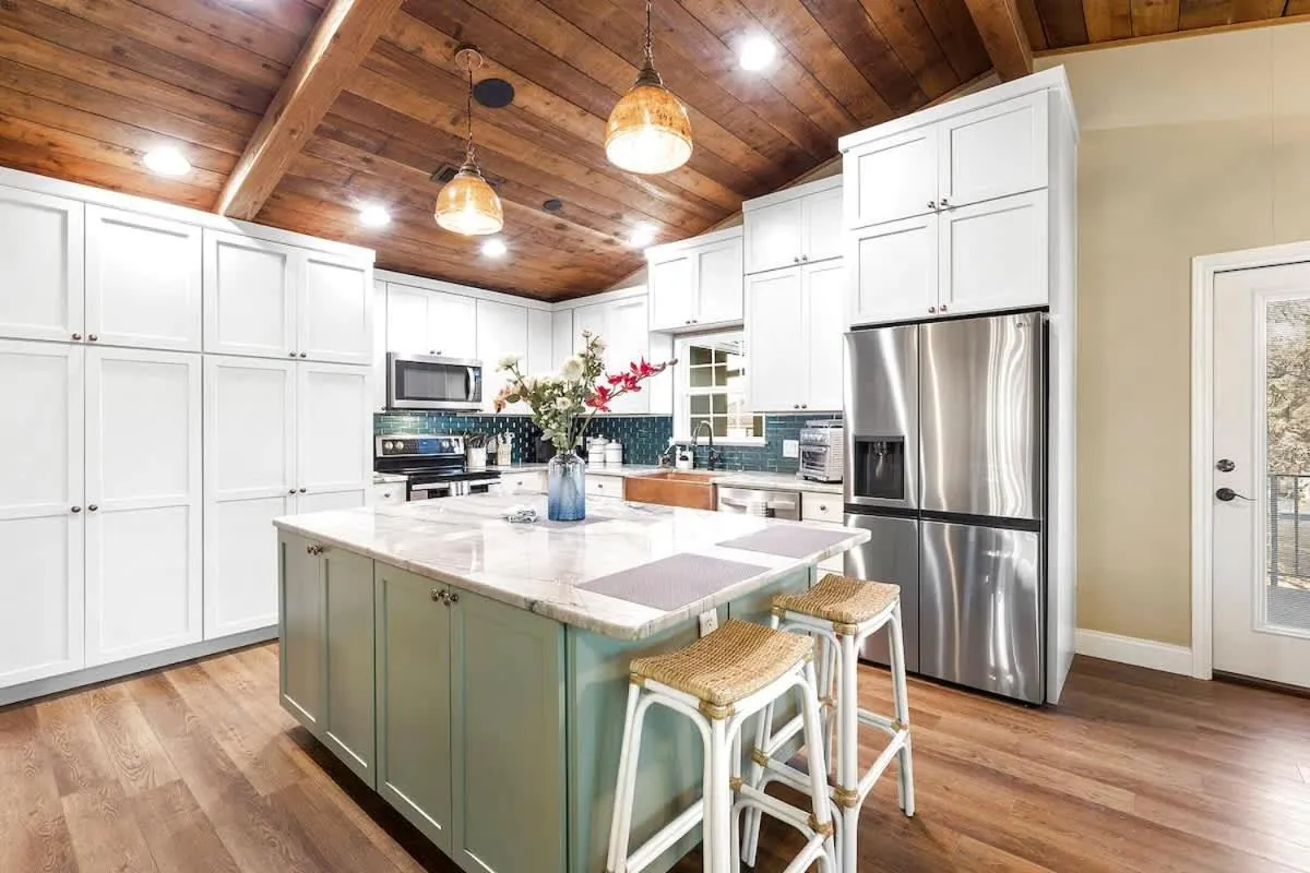 Kitchen or kitchenette in Luxury on Lake LBJ with Hot Tub Firepit & Boat Slip