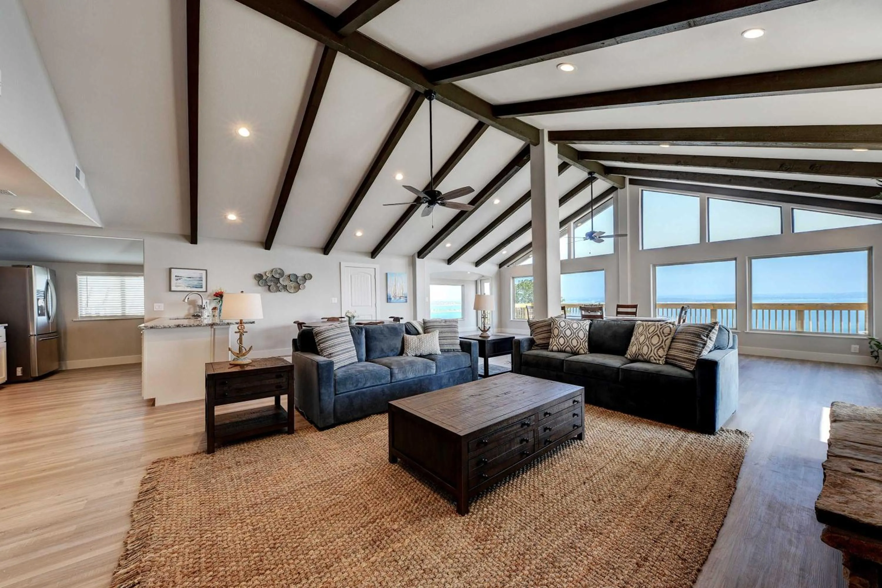 Living room in Waterfront Lake House with Hot Tub & Firepit