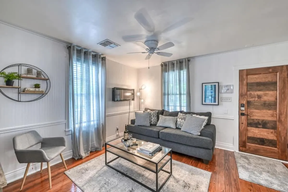 Living room in Charming Cottage Near Main with Patio&FirePit!!