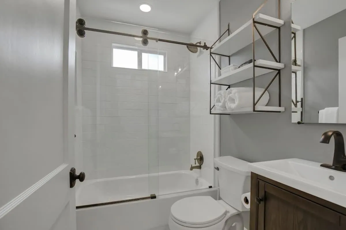 Bathroom in Upscale Home with Pool and FirePit - Close to Mercer St!