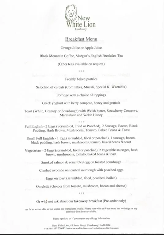 Breakfast in The New White Lion