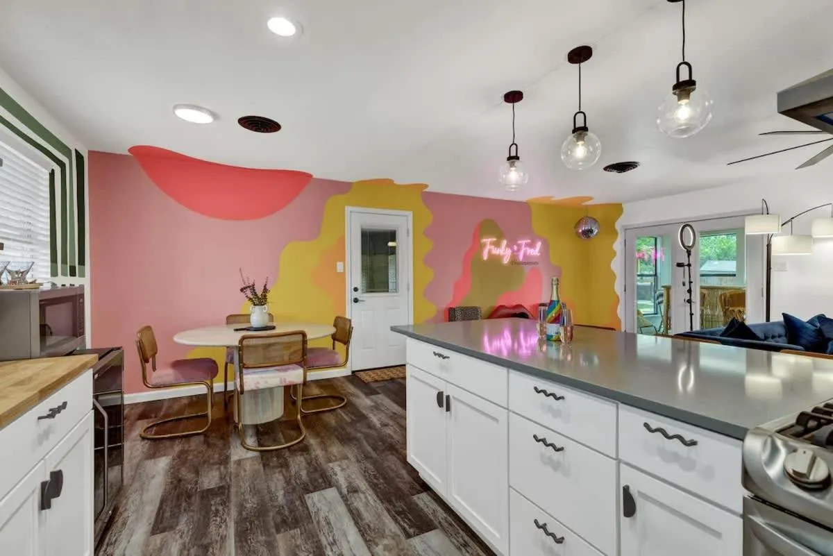 Kitchen or kitchenette in Eclectic Fun Haus with Hot Tub - 3 Min Drive to Main