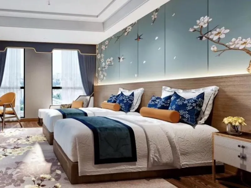 Bed in GreenTree Eastern Hotel Hainan Free Trade Port Jiangdong New District Meilan Airport