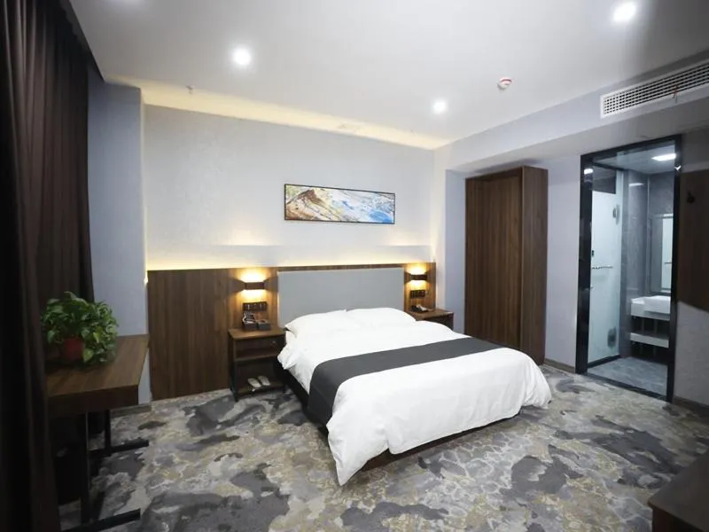 Bed in Thank Inn Plus Jining Wenshang Baoxiang Temple