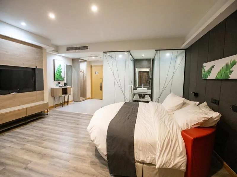 Bed in Thank Inn Plus Jining Wenshang Baoxiang Temple