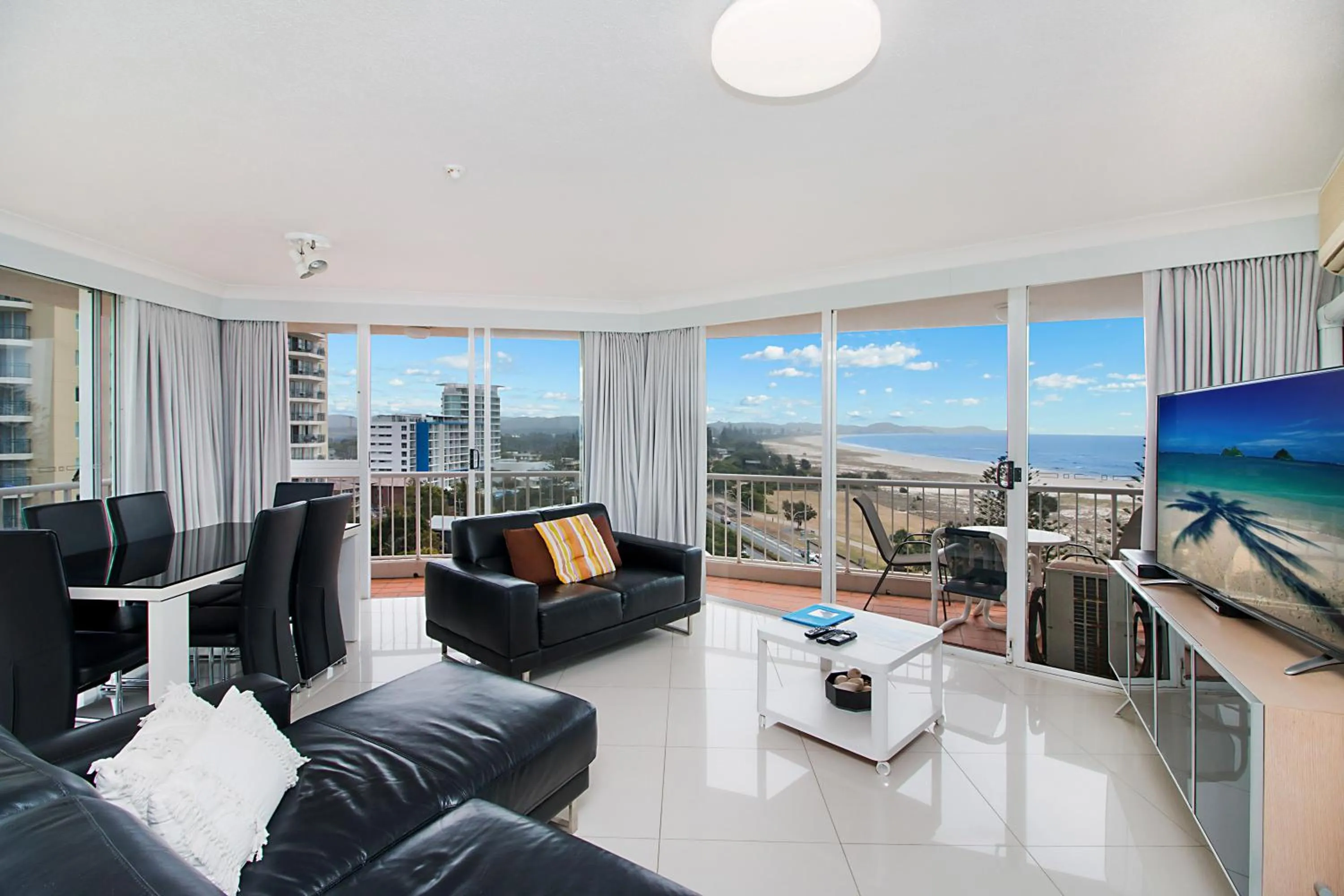 Living room in Meridian Tower Kirra Beach