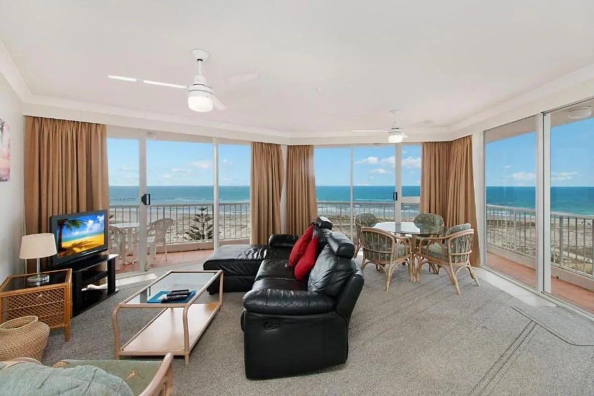 Living room in Meridian Tower Kirra Beach