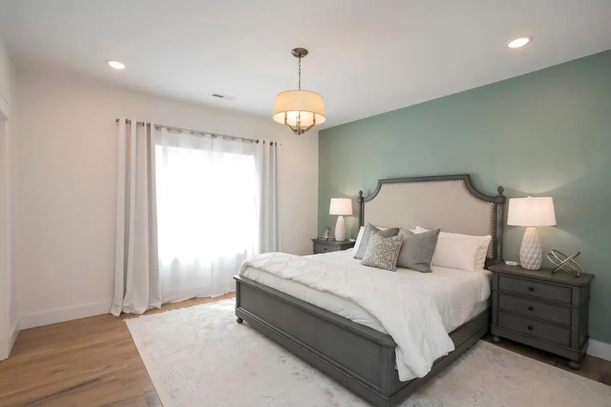 Bed in Custom Home Office Suite Game Room & Fire pit