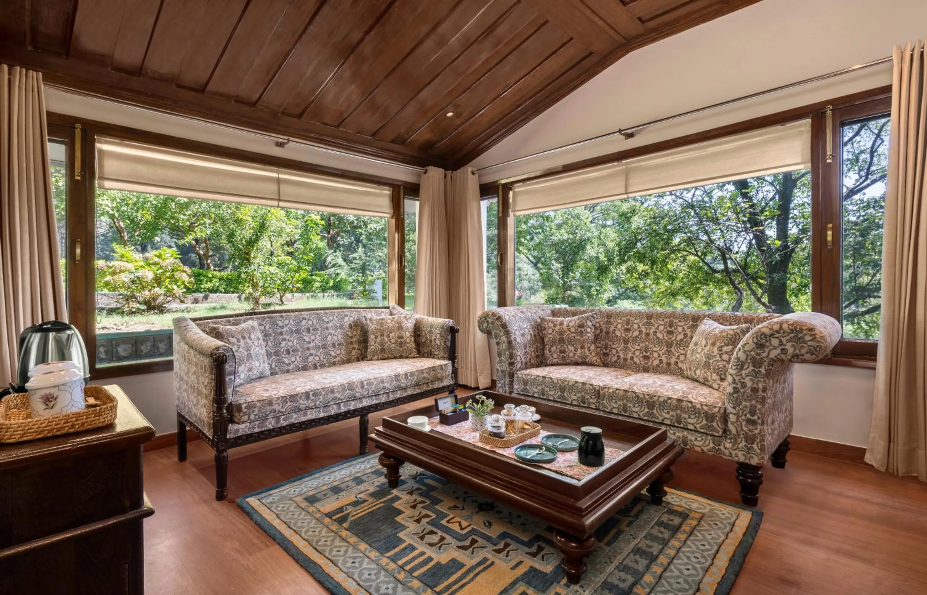 Living room in Brij Anayra Dharamshala - A Himalayan Luxury Retreat