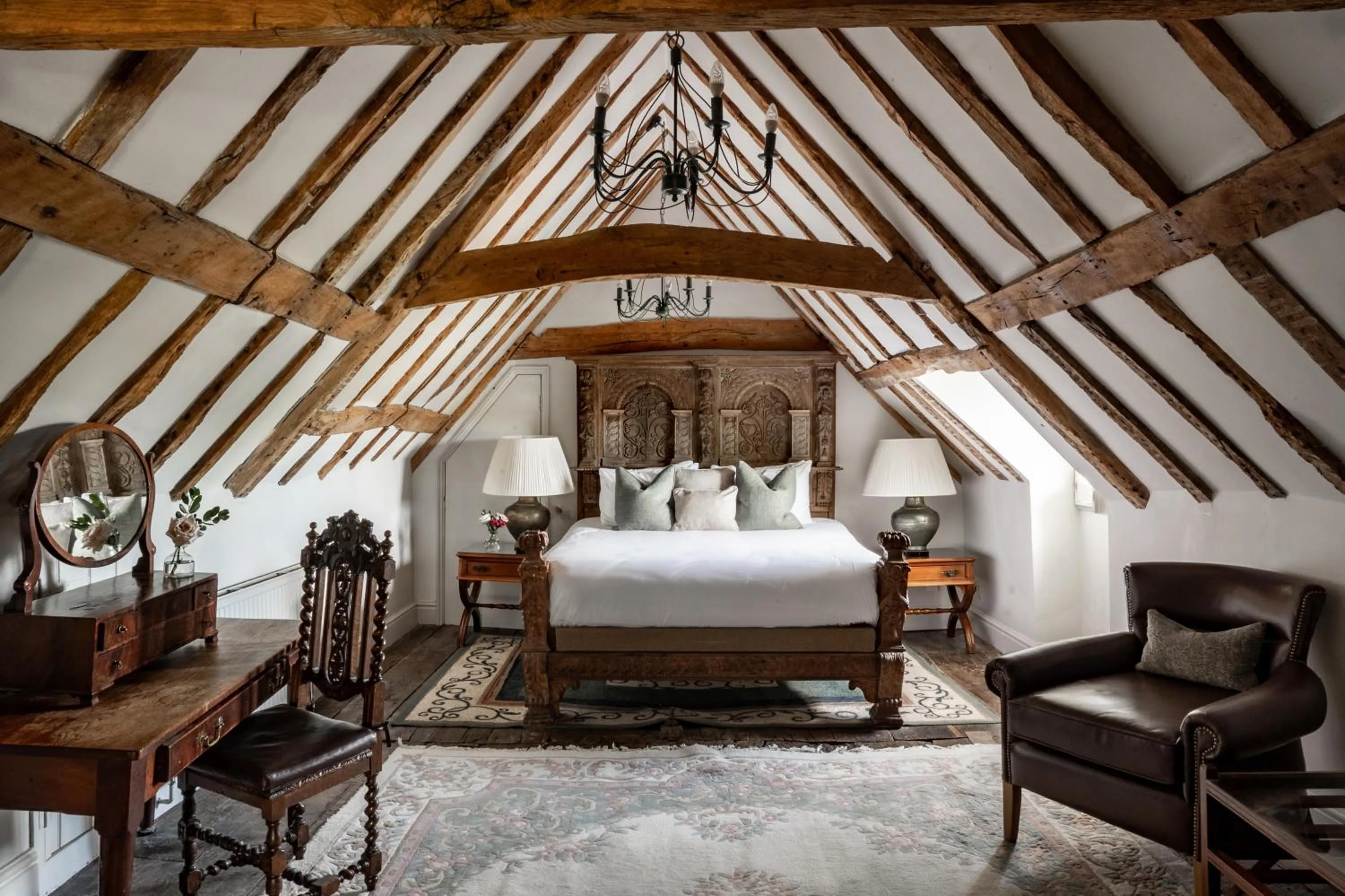 Seating area, Bed in Chilston Park Hotel