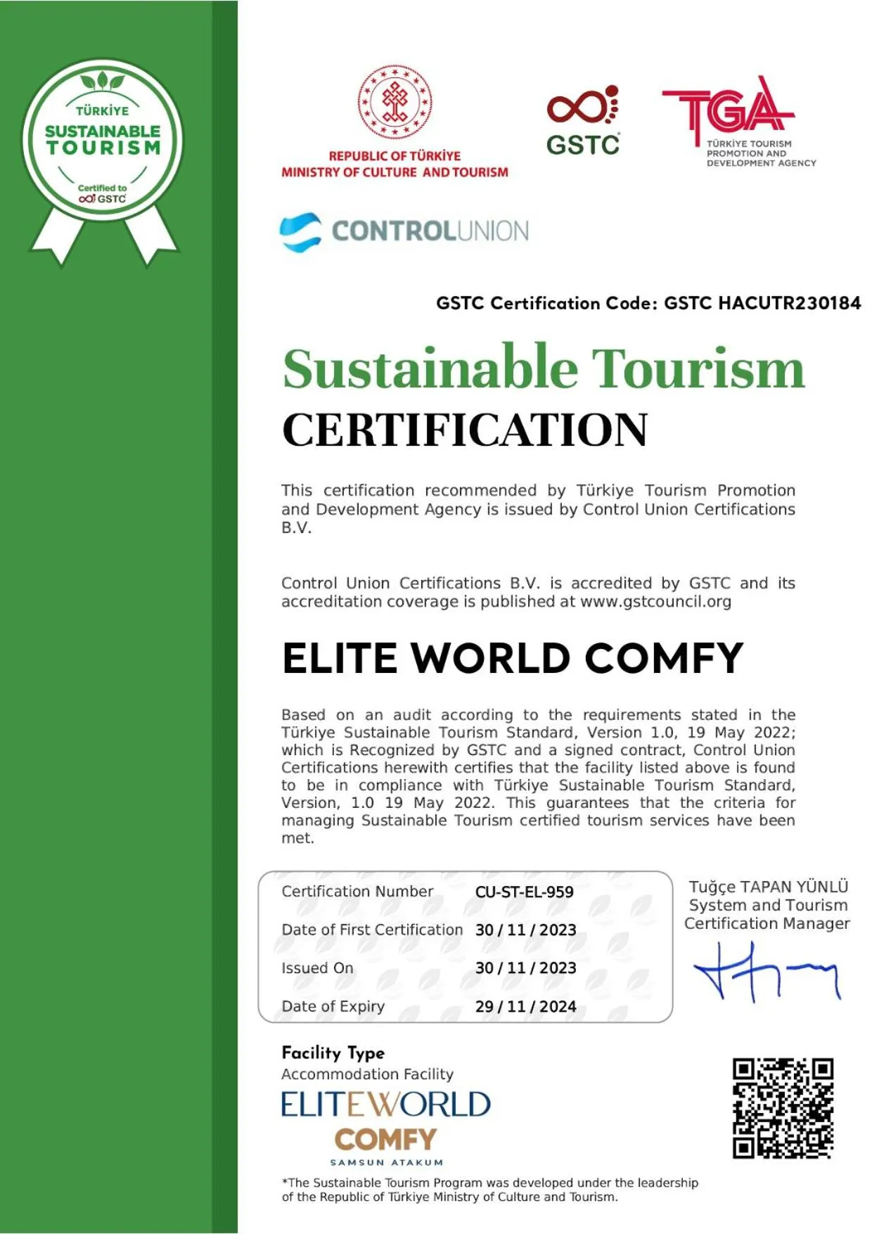 Logo/Certificate/Sign in Elite World Comfy Samsun Atakum