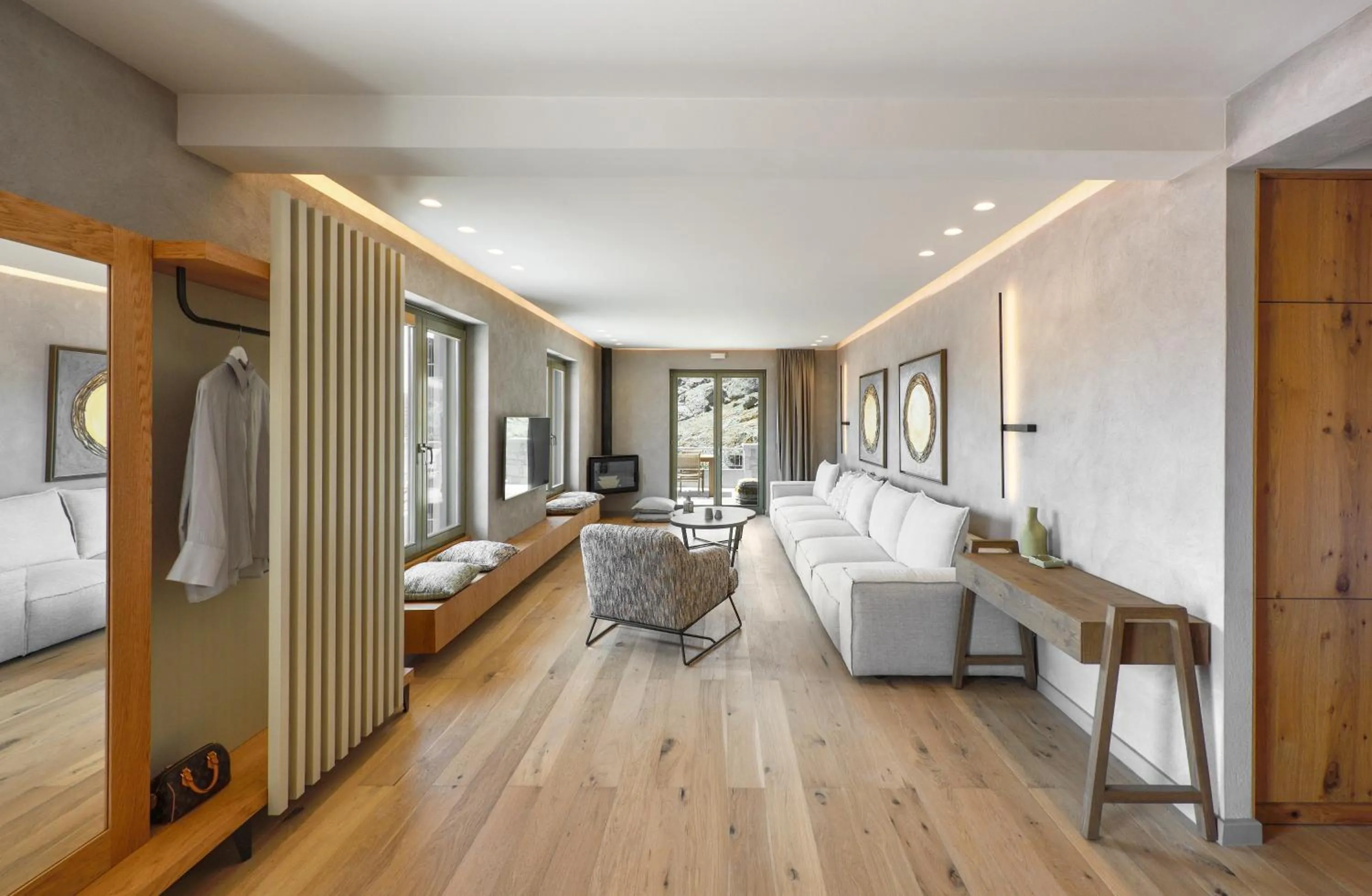 Living room, Bed in Kale Alti residences