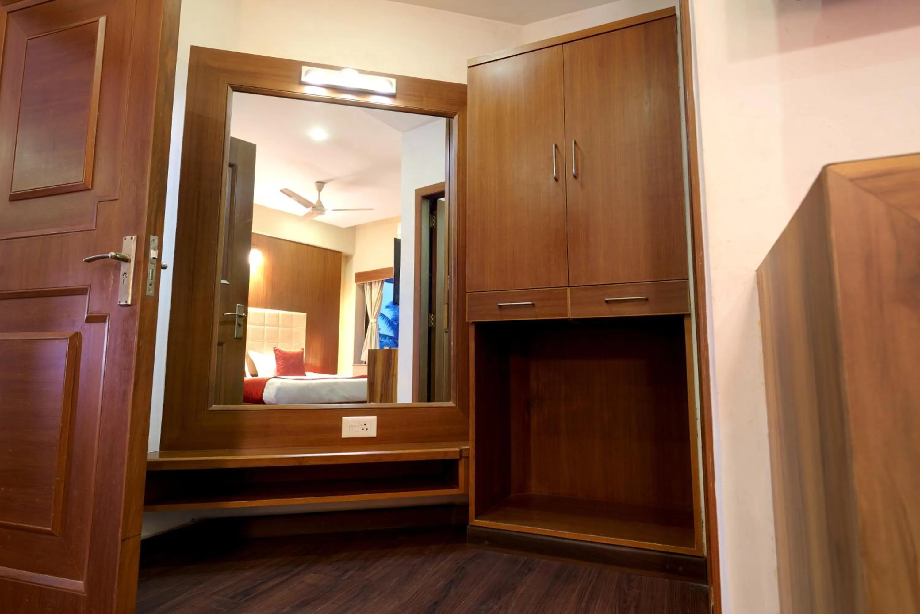 wardrobe, Bed in Hotel Prestige, Mangalore