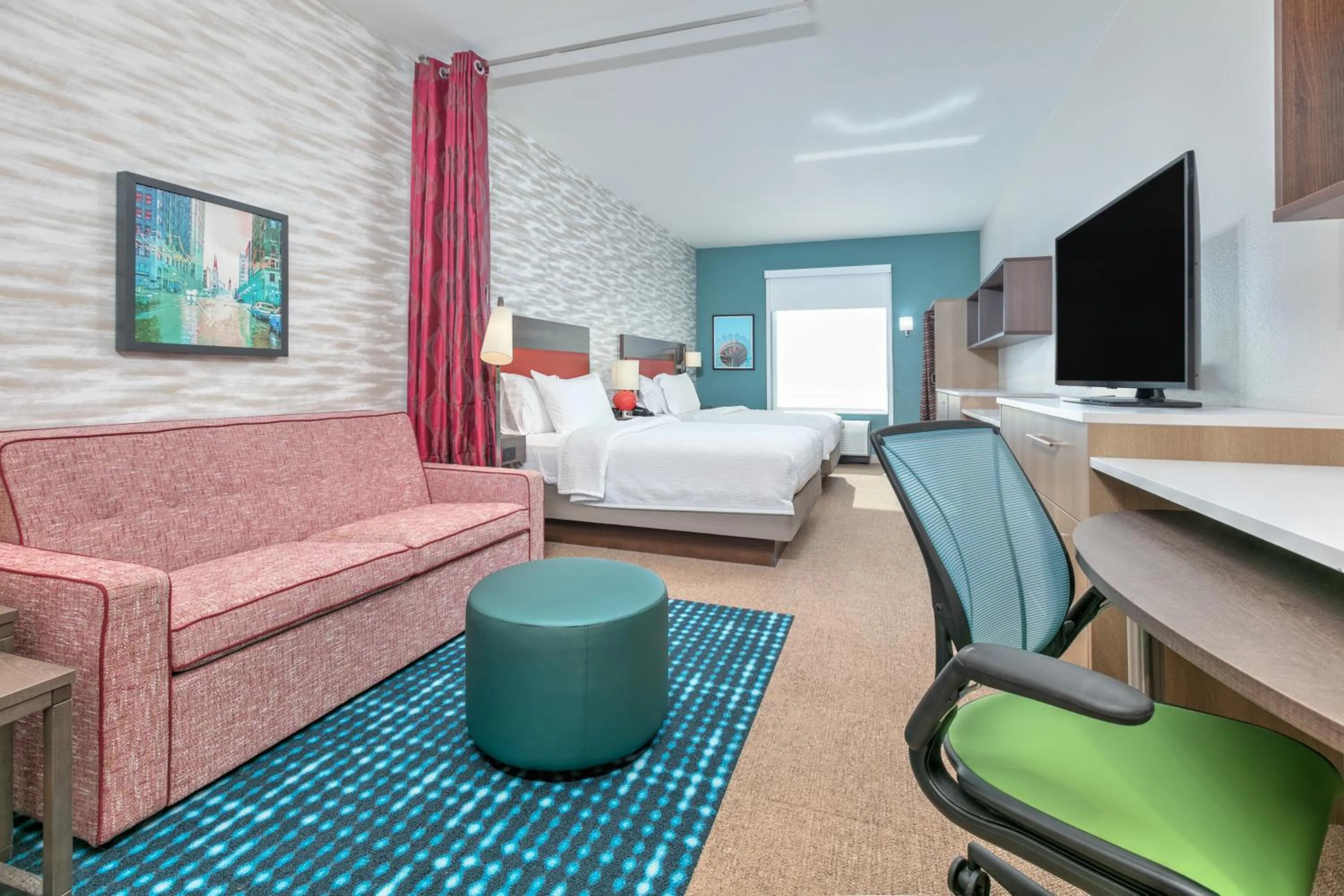 Bed in Home2 Suites By Hilton Tulsa Airport