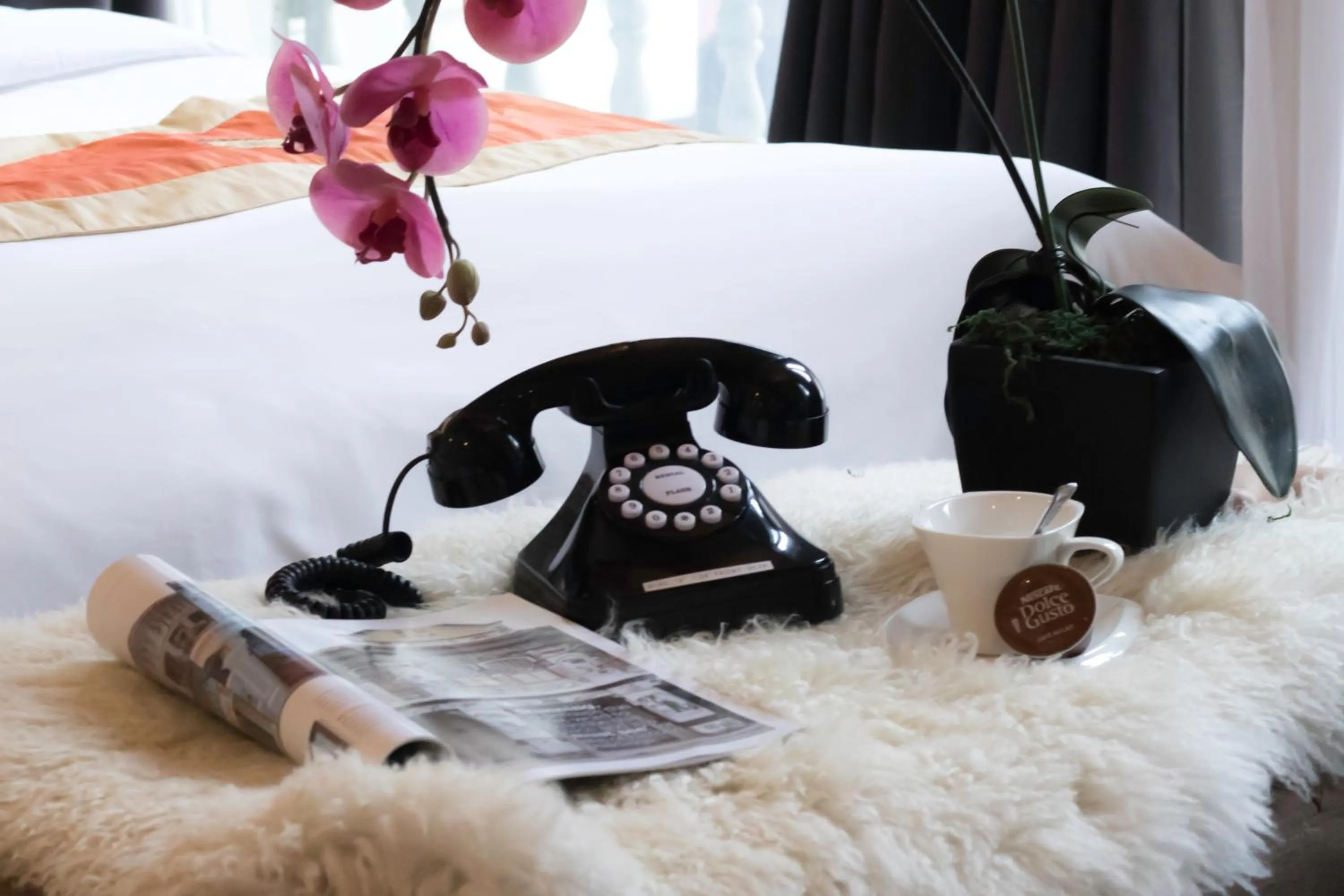 Decorative detail, Bed in Hotel NuVe Heritage